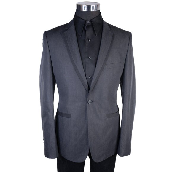 ENGLISH LAUNDRY Gray Tuxedo Sport Coat Suit Jacket Cotton Blend Sz 40L 1-Button - Picture 2 of 13